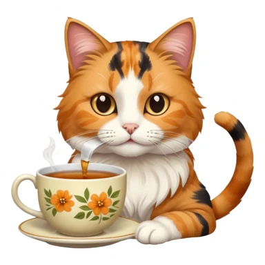 Çay içen kedi sticker