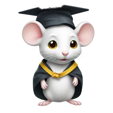 Cute little white mouse in graduation cap and gown sticker