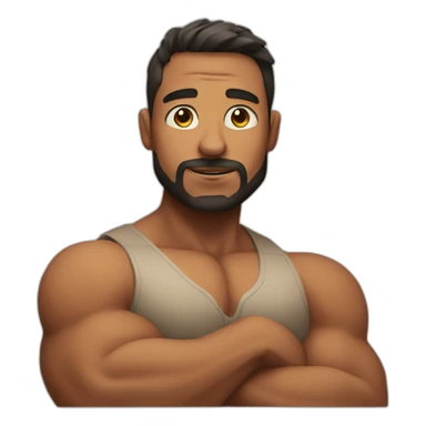 A muscular man with a big belly sticker