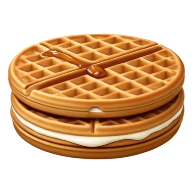Cinematic Realistic Stroopwafel Dessert Emoji, depicted as a delicate caramel-filled waffle cookie rendered with crisp textures and warm, inviting lighting. sticker