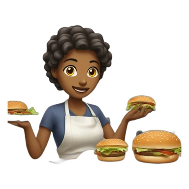 Women cooking hamburguer sticker