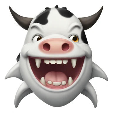 Rich Angry cow print shark  sticker