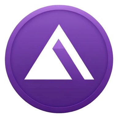 Solid purple circle with a white triangle facing to the right in the middle sticker