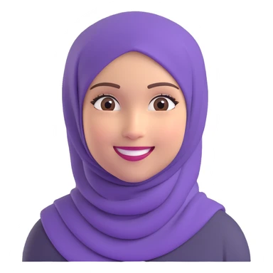 young girl with a purple hijab and a smiling face, friendly and approachable sticker