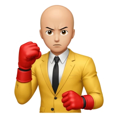 Angry Saitama with his red giant hand punching sticker