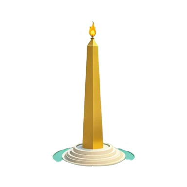 Cinematic Realistic Monas Landmark Emoji, showcasing the National Monument in Jakarta, a towering obelisk with a golden flame, set within a lush park under a clear, radiant sky. sticker