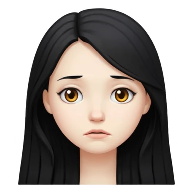 Pale girl with long black hair sad sticker