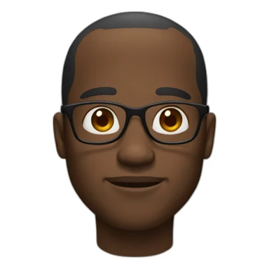 Black man whit big forehead and glasses sticker