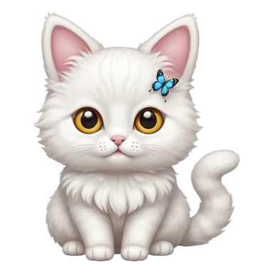 cute white cat with butterfly sticker