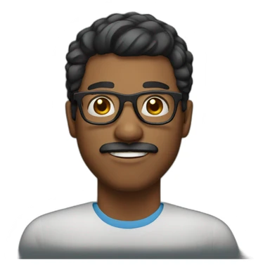 dark skin latino man short hair with glases and moustache sticker