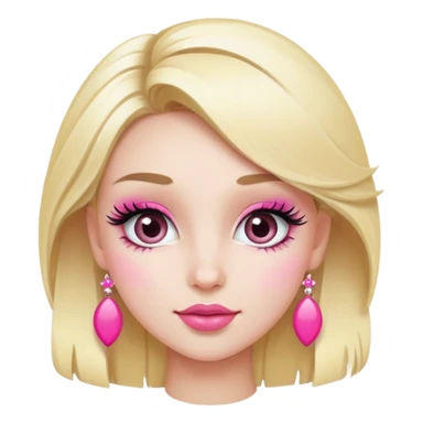 Cute blonde character with exaggerated eyelashes and pink accessories sticker