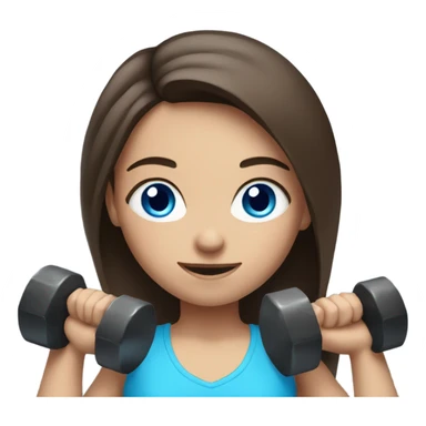 brunette girl with bright blue eyes lifting hand weights sticker
