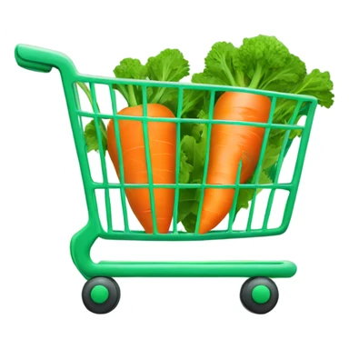 Green shopping cart with one carrot logo on outside and cart empty sticker