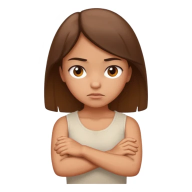A lightly tanned girl scowling with arms crossed sticker