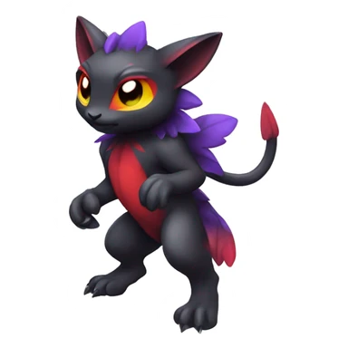 Cute cool dark black red purple yellow animal hybrid Fakemon full body sticker