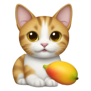 cat holding mango sticker
