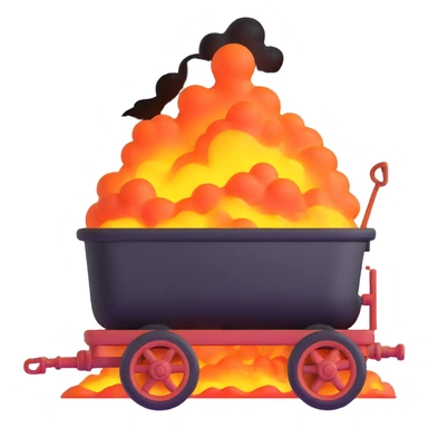 wagon with molten steel, glowing and steaming sticker