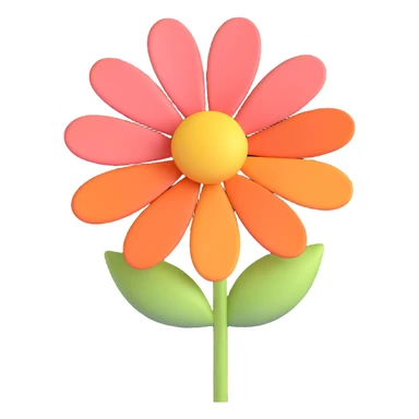 cute 3D flower, soft colors, round petals, adorable style sticker