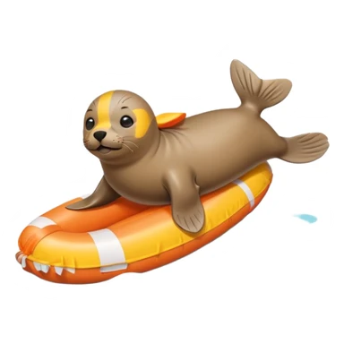 A cute seal pup with floaties on both flippers, kicking excitedly near lane markers. sticker