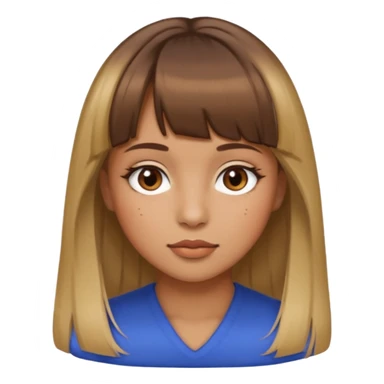 brown hair blonde highlights bangs tan skin girl mole above lip brown eyes sticker
