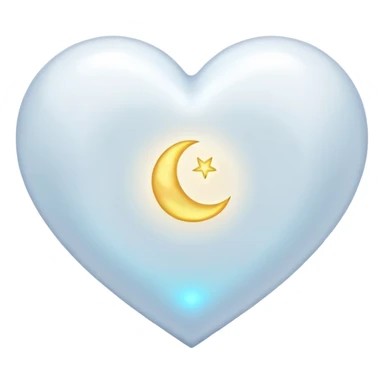white heart with a moon sticker