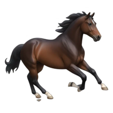 galloping dark bay horse with small headmark sticker