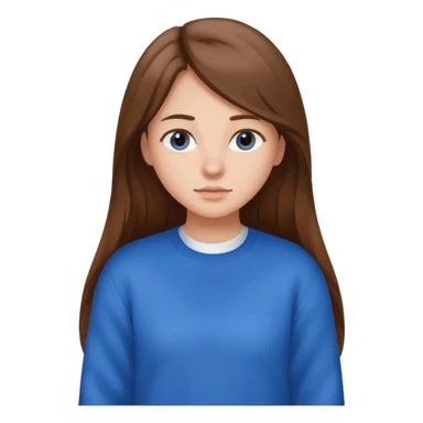 crea una ragazza giovane con i capelli marroni lunghi, una camicia bianca e un maglioncino blu sticker