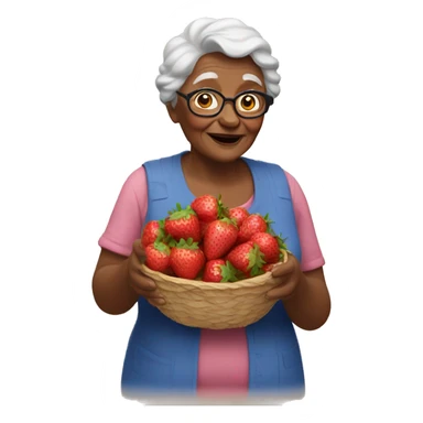 Grandma with strawberries in her hand  sticker