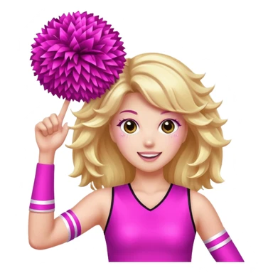 football cheerleader, hold a big cheering pom, pink and twinkle sticker