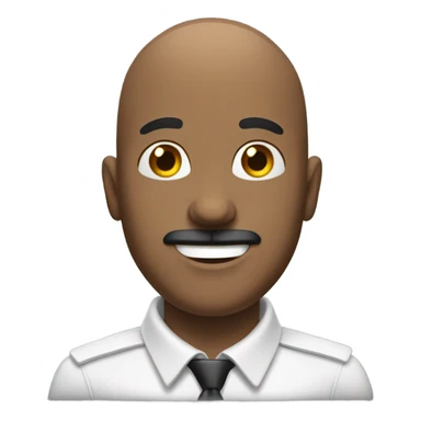 Bald man with mustache (dark brown hair) and 5’o clock shadow saying hi sticker