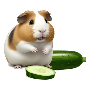 Guineapig standing on 2legs eating cucumber  sticker