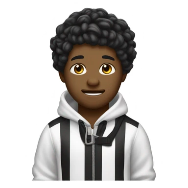 hazme un mascot emote para mi canal de twitch de un chico con pelo negro con jopo al costado de piel trigeña sin barba guiñando el ojo y sacando la lengua con una sudadera negra y con fondo blanco  sticker
