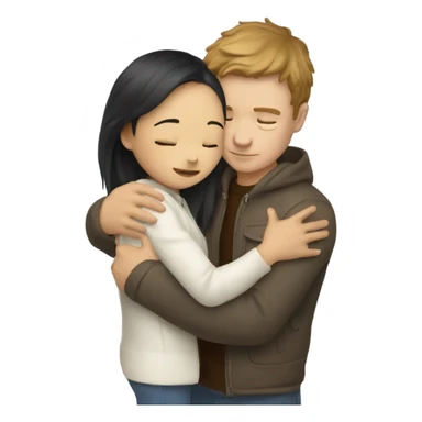 asiangirl hugs whiteboy sticker