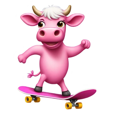 Pink Cow riding a skateboard  sticker
