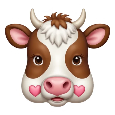 Cow with hearts around face sticker