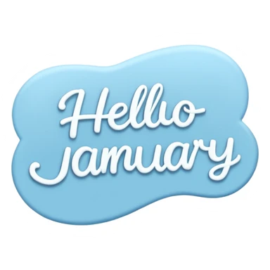 Blue “ hello January “ word light blue and aesthetic  sticker