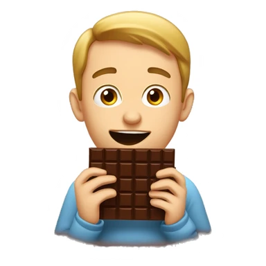man eating some delicious chocolate, but the chocolate is runny and it runs down his face sticker
