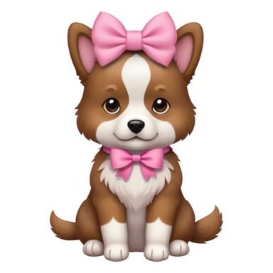 dog with pink bow sitting pose sticker
