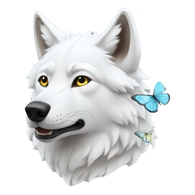 White wolf with butterflies sticker