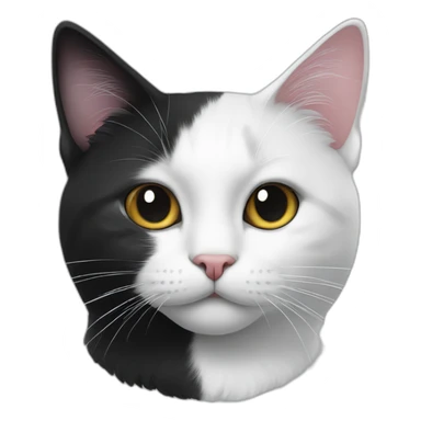 Black and white cat with white on one side of the lip sticker
