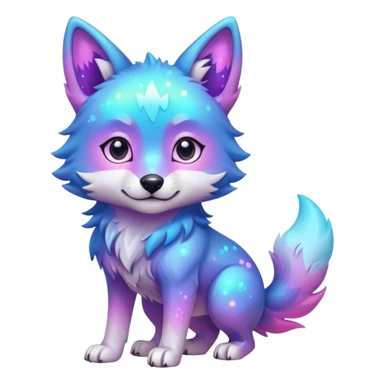 kawaii cute colorful shiny pastel nebula wolf (full body) sticker