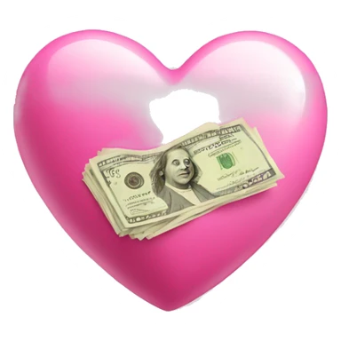 pink heart with money sticker