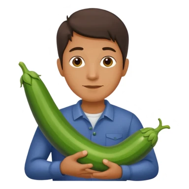 man. carrying a zucchini sticker