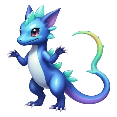 Rainbow crystalic Shiny pastel Salandit-Meowstic-Noibat-Fakémon-hybrid-creature (full body)  sticker