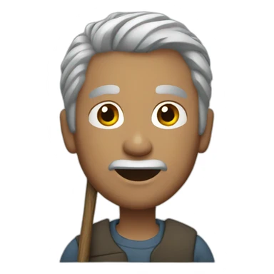 man with grey hair with a stick in hand sticker