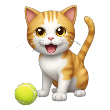 Cat playing with tennis ball sticker