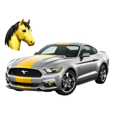 Ford Mustang with center black strip design and in written 309 and in front real pony logo in yellow colour  sticker
