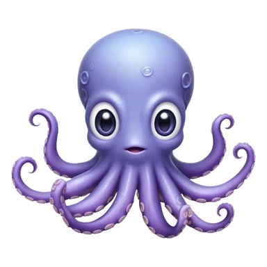 Cinematic Comical Baby Octopus Portrait Emoji, Tentacles slightly flared in a playful, exaggerated gesture, featuring a light blue-purple, rounded body with dramatically wide, hilariously expressive eyes full of surprise and innocent mischief, Simplified yet hilariously endearing features, highly detailed, glowing with a soft oceanic radiance, high shine, dramatic yet lovable, stylized with a dash of whimsical underwater mischief, soft glowing outline, capturing the essence of a delightfully silly little octopus that looks like it just made a clumsy, adorable mistake! sticker