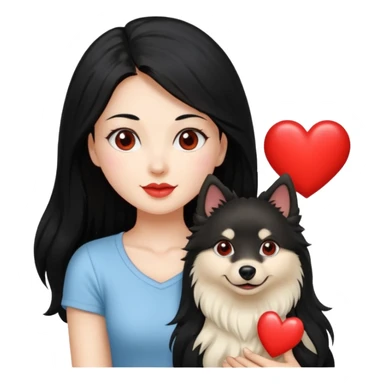  long hair crème charbonner German spitz red heart sticker