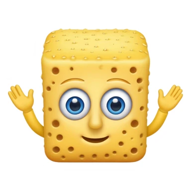 Make a kitchen yellow sponge have pants and blue eyes a yellow skinny nose sticker